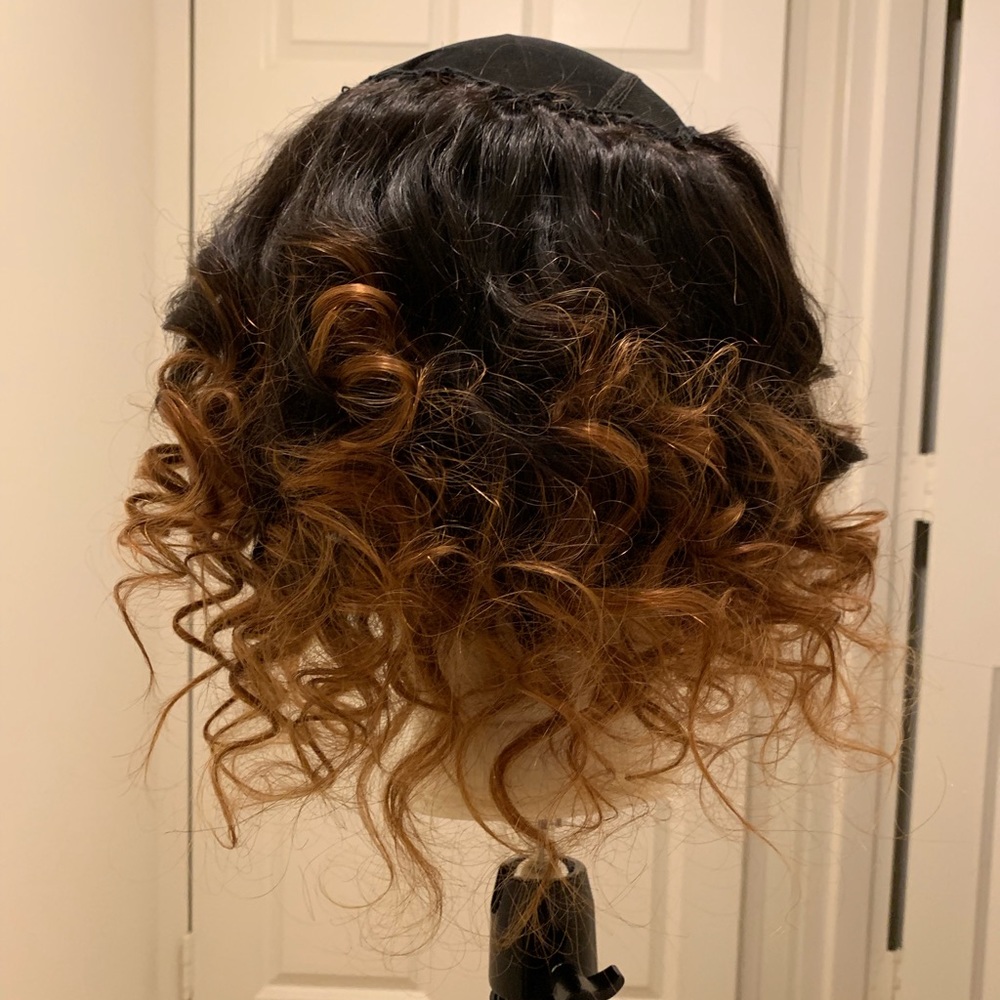 Handmade Brazilian Natural Human Hair half Wig Cap